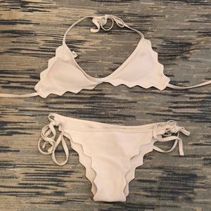 white scalloped bikini